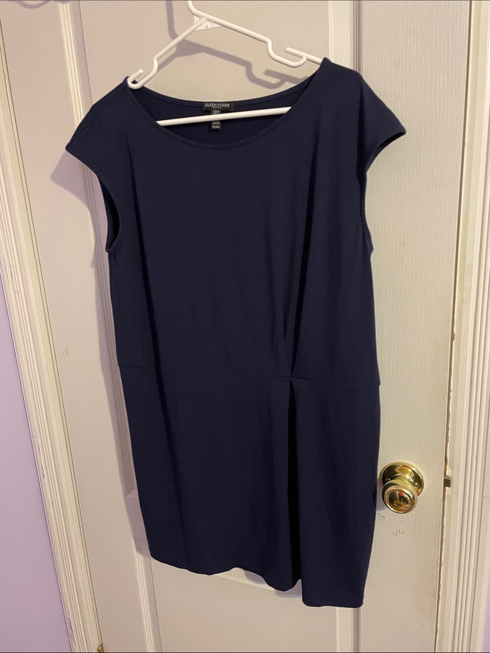 Eileen Fisher Navy Cap-Sleeve Stretchy Cap Sleeved Dress